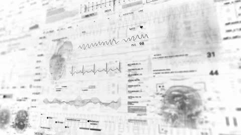 Abstract UI MRI x ray Scan.Heart rate monitor. Medical UI HUD monitoring Stock Footage 262437032