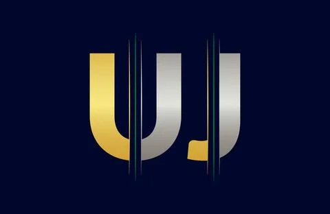 Abstract UJ letter logo design template. Vector Logo Illustration. Stock Illustration