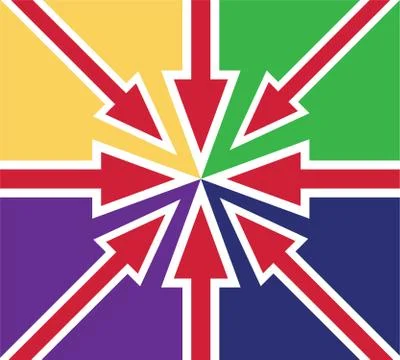 Abstract uk flag created from red arrows Stock Illustration