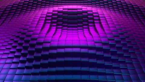 Abstract ultraviolet cubic surface in motion. 3d illustration of cubes moving Stock Illustration