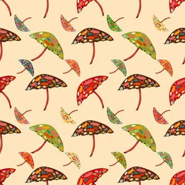 Abstract umbrellas seamless pattern background Illustrazione stock