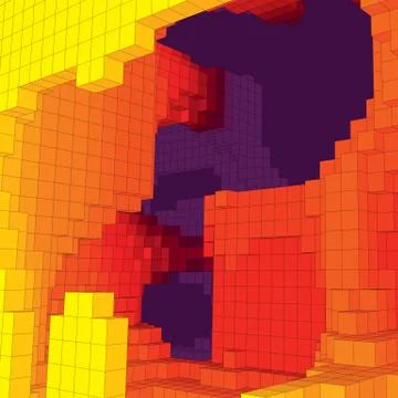Abstract underground landscape with colored cubes. Abstract topographies of d Stock Illustration
