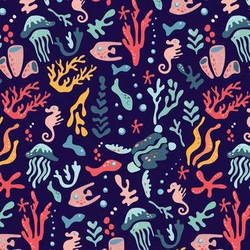 Abstract undersea world blue pattern Illustrazione stock