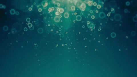 Abstract underwater bubbles floating in deep blue liquid cinematic motion. Video stock 343999270