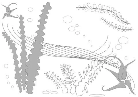 Abstract Underwater Plants and Algae Background Stock Illustration