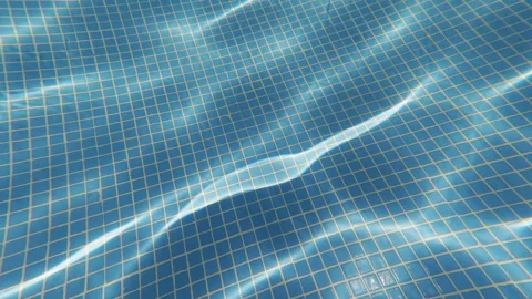 Abstract Underwater Pool Background with Sunlight Caustics and Gentle Waves Stock Footage 342330493