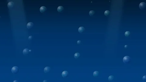Abstract underwater scene with floating blue spheres against dark background 库存影片 335118331