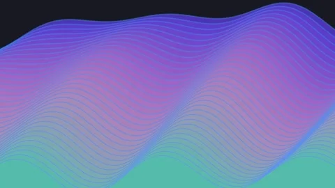 Abstract undulating neon waves flow across dark backdrop with blue and purp.. Stock Footage 341097006