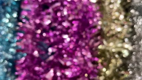 Abstract, unfocused festive background. multicoloured sequins. Video stock 220711282