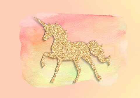 Abstract unicorn in geometric pattern style On a multicolored background Stock Illustration