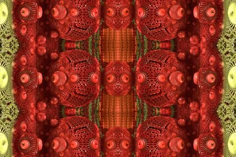 Abstract unique artistic 3d computer generated endless red fractals patterns  Stock Illustration