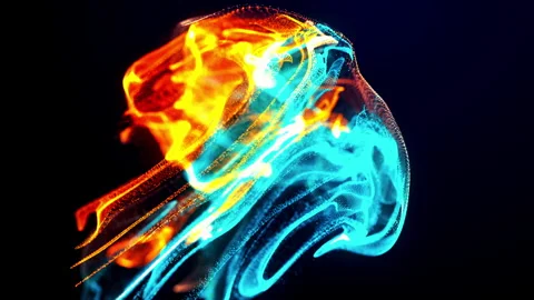 Abstract Unique Blue Orange Shiny Blurry Organic Fluid Glitter Particles Effect  Stock Footage 279059690