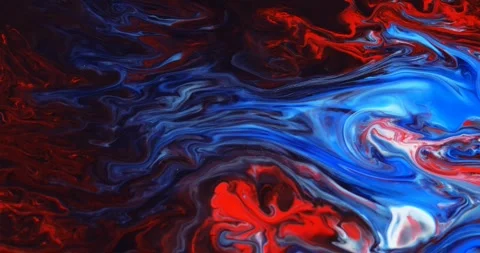 Abstract unique moving background with blue, red paint on a black substrate. Stock Footage 243675974