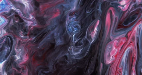 Abstract unique moving background with blue, red paint on a black substrate. Liq Stock Footage 245508686