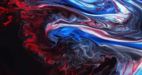 Abstract unique moving background with blue, red paint on a black substrate Video stock 250655442