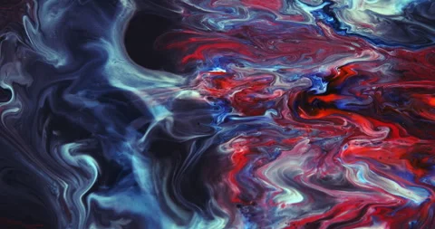 Abstract unique moving background with blue, red paint on a black substrate Stock Footage 254357074