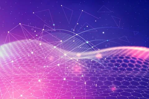Abstract Unique Smooth Artistic Multicolored Modern Geometric Network Artwork Stock Illustration