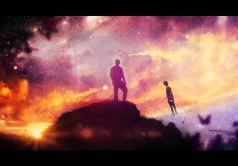 Abstract Unique Two Dimensional Worlds Collapsing Together Stock Illustration