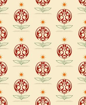Abstract unusual elements in the form of a round flower, leaves, sun in a s.. Stock Illustration