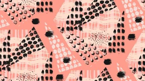 Abstract unusual hand made geometric seamless pattern or background with glitter Stock Illustration