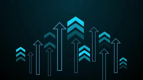 Abstract upward arrows and bars showing growth on a dark background animation Stock Footage 337090974