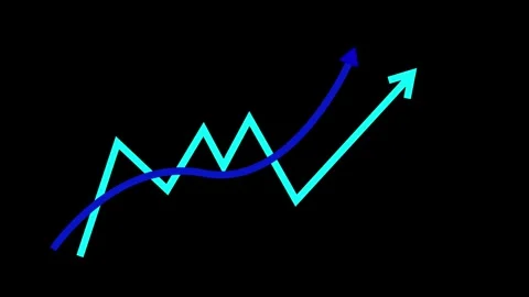 Abstract upward trend chart with two rising arrow lines showing growth prog.. Vidéo 336875480