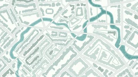 Abstract Urban Layout with River Network. Vector Illustration Ilustración de archivo