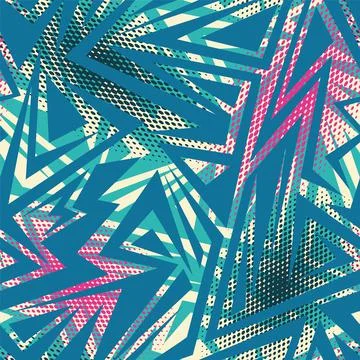 Abstract urban pattern with curved geometry elements and dots Illustrazione stock