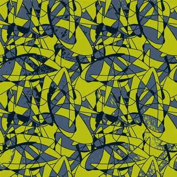 Abstract urban seamless pattern with chaotic lines and shapes Stock Illustration