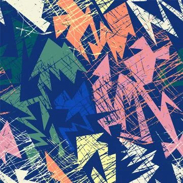 Abstract urban seamless pattern with curved geometry elements Illustrazione stock
