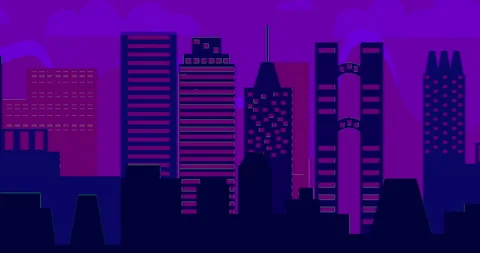 Abstract urban virtual reality. 2D Futuristic city motion graphic or animation Stock Footage 203307824