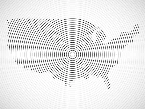 Abstract USA map of radial lines, vector Stock Illustration