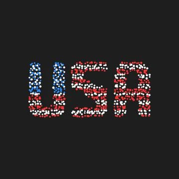 Abstract usa text from colored dots Stock Illustration