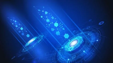 Abstract user HUD interface from glowing futuristic elements. High-tech digital イラスト素材