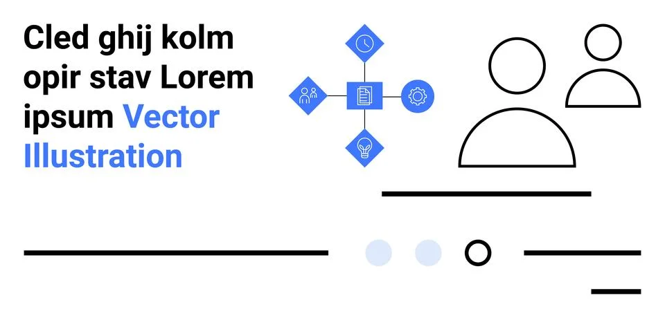 Abstract User Interface Design with Iconography and Placeholder Text Elements Stock Illustration