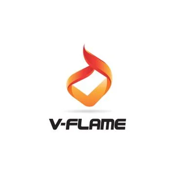 Abstract V Fire Flame Logo Sign Symbol Icon Stock Illustration