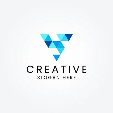 Abstract V letter Digital Tech logo Vector Image Stock Illustration