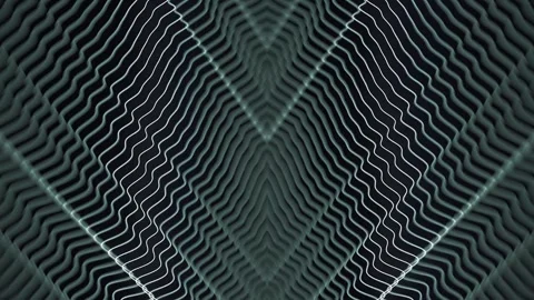 Abstract V-shaped tunnel of vibrating lines. Seamless 4K animation in cool tones Stock Footage 328145008
