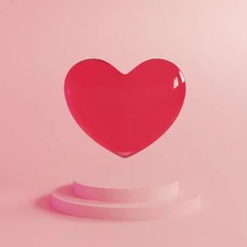 Abstract Valentines day background with flying realistic glass heart and happy Stock Illustration