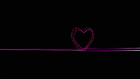 Abstract valentines day heart loop lines on black background Видео 229697455