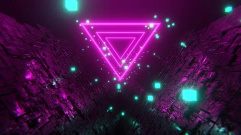 Abstract vaporwave videogame 3D sci-fi background. Seamless loop animation Stock Footage 243657023