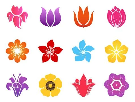 Abstract various flower vector element set Stock Illustration