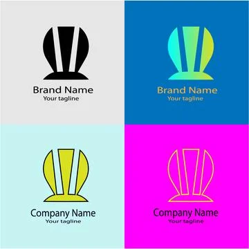 Abstract Vase/Urn with Vertical Lines logo Stock Illustration