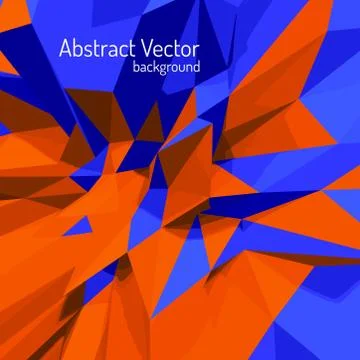 Abstract vector 3d low polygon background. blue and orange Illustrazione stock