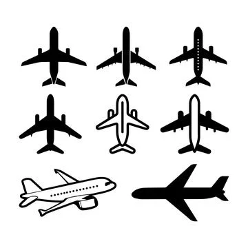 Abstract Vector Airplane or Aero plane Icon or Logo Pack Design Template Stock Illustration