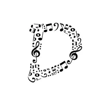 Abstract vector alphabet - d made from music notes - alphabet set Illustrazione stock