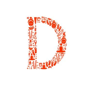 Abstract vector alphabet - D made from Icon Spa - alphabet set. Illustrazione stock