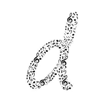 Abstract vector alphabet - d made from music notes - alphabet set Stockillustratie