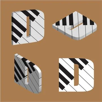 Abstract vector alphabet - D made from piano - alphabet set Illustrazione stock