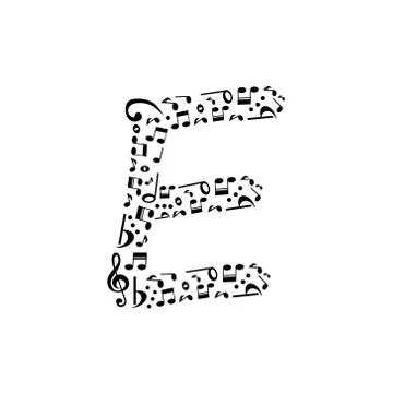 Abstract vector alphabet - e made from music notes - alphabet set Illustrazione stock